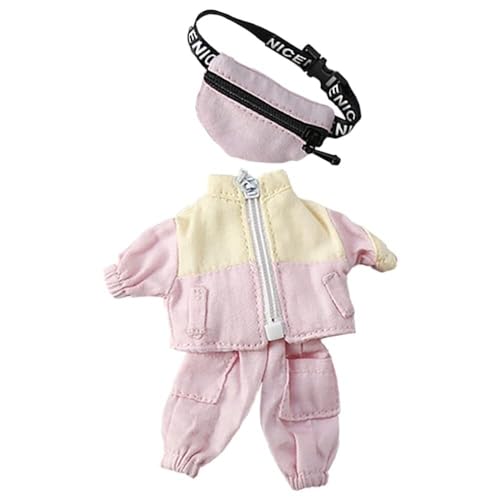 Fanny Pack Suit Doll Dress up Belt Bag Coat Pants 1/12 BJD OB11 4.3 inches (11 cm) Doll Action Figures Clothing Accessories (Size : Pink) von JBHWUBEC