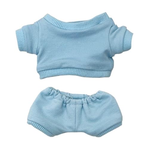 JBHWUBEC 10 cm Plüsch-Puppenkleidung, Sportbekleidung, Anzüge, Sweatshirts, Hosen, Puppenkleidung (Size : 15cm, Farbe : Light Blue) von JBHWUBEC