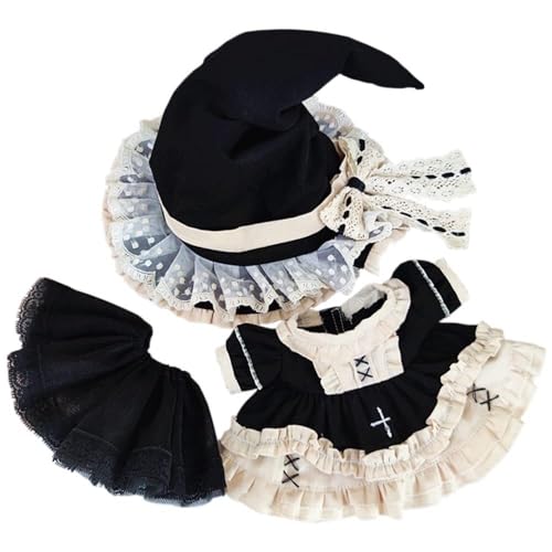 JBHWUBEC 20 cm Plüschpuppe Kleine Hexe Anzug Hut Kleid Petticoat 8 Zoll Kpop Stoffpuppenkleidung von JBHWUBEC