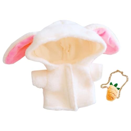 JBHWUBEC Beige Rabbit Ear Coat Carrot Backpack 7.8in（20cm） Humanoid Doll Stuffed Animals Clothes (Size : Beige) von JBHWUBEC