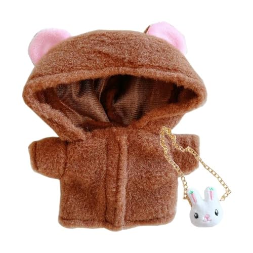 JBHWUBEC Beige Rabbit Ear Coat Carrot Backpack 7.8in（20cm） Humanoid Doll Stuffed Animals Clothes (Size : Brown) von JBHWUBEC