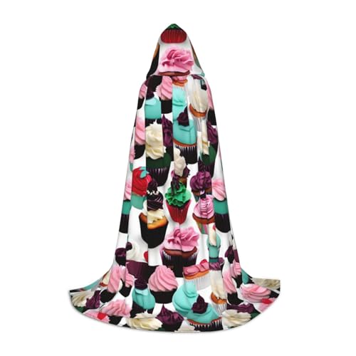 Delicious Cupcakes Print Unisex Kapuzenumhang Robe Karneval Halloween Cosplay Weihnachten Bequem Stilvoll von JBJGKHLP