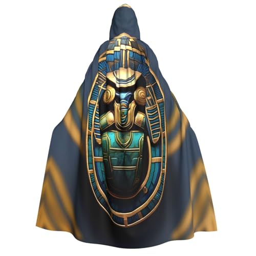 JBJGKHLP Ägyptischer Skarabäus-Druck, Unisex, Erwachsene, mit Kapuze, langärmelig, Umhang, Halloween, Weihnachten, Karneval, Mottopartys von JBJGKHLP