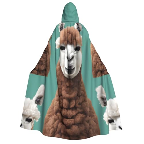 JBJGKHLP Alpaka-Llama-Druck, Unisex, Erwachsene, mit Kapuze, langärmelig, Umhang, Halloween, Weihnachten, Karneval, Mottopartys von JBJGKHLP