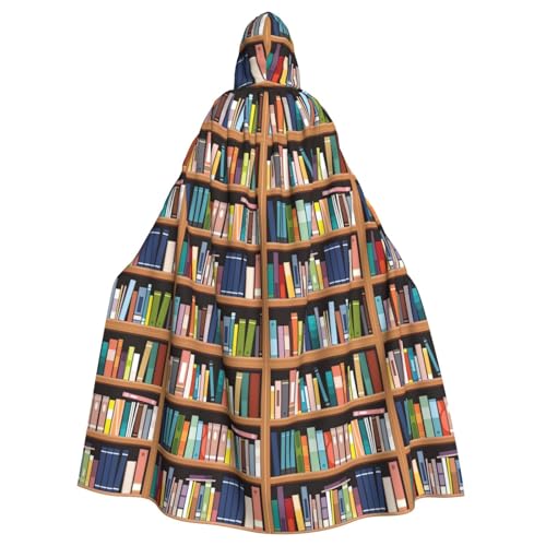 JBJGKHLP Bibliotheks-Bücherregal-Druck, atmungsaktiv, Unisex, mit Kapuze, für Halloween, Cosplay, Festivals von JBJGKHLP