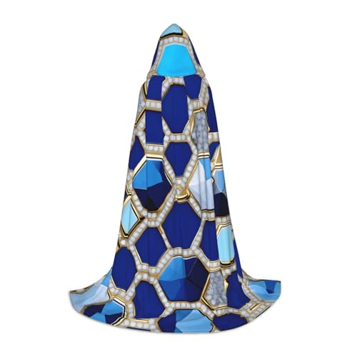 JBJGKHLP Blaue Hexagons und Diamant-Druck, Unisex, Kapuzenumhang, Robe, Karneval, Halloween, Cosplay, Weihnachten, bequem, stilvoll von JBJGKHLP