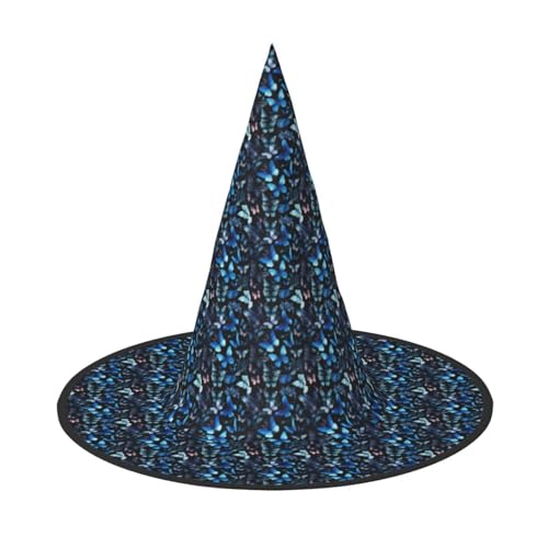 JBJGKHLP Blaue Schmetterlinge weiße Blumen Druck Halloween Hexenhut Unisex Karneval Cosplay Party Mode Kappe Kostüm Zubehör JBJGKHLP Blaue Schmetterlinge weiße Blumen Druck Halloween Hexenhut Unisex Karneval Cosplay Party Mode Kappe Kostüm Zubehör von JBJGKHLP