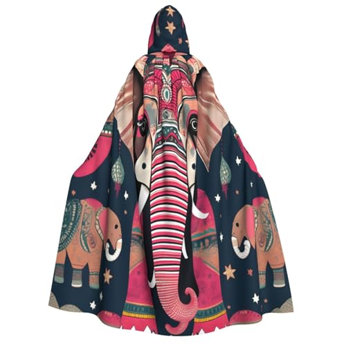 JBJGKHLP Bohemian-Elefanten-Muster, Unisex, Erwachsene, mit Kapuze, langärmelig, Umhang, Halloween, Weihnachten, Karneval, Themenpartys von JBJGKHLP