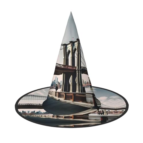 JBJGKHLP Brooklyn Bridge S Print Halloween Hexenhut Unisex Karneval Cosplay Party Mode Cap Kostüm Zubehör von JBJGKHLP