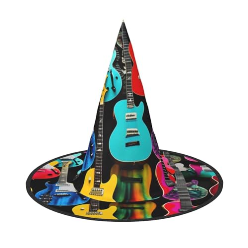JBJGKHLP Bunte Gitarren-Aufdruck, Halloween, Hexenhut, Unisex, Karneval, Cosplay, Party, Mode, Kappe, Kostüm-Zubehör JBJGKHLP Bunte Gitarren-Aufdruck, Halloween, Hexenhut, Unisex, Karneval, Cosplay, Party, Mode, Kappe, Kostüm-Zubehör von JBJGKHLP