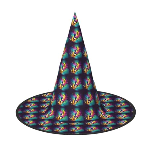 JBJGKHLP Bunte Musiknoten Druck Halloween Hexenhut Unisex Karneval Cosplay Party Mode Kappe Kostüm Zubehör JBJGKHLP Bunte Musiknoten Druck Halloween Hexenhut Unisex Karneval Cosplay Party Mode Kappe Kostüm Zubehör von JBJGKHLP