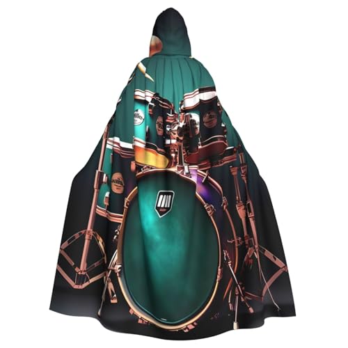 JBJGKHLP Cooler Schlagzeug-Druck, atmungsaktiv, Unisex, mit Kapuze, für Halloween, Cosplay, Festivals von JBJGKHLP