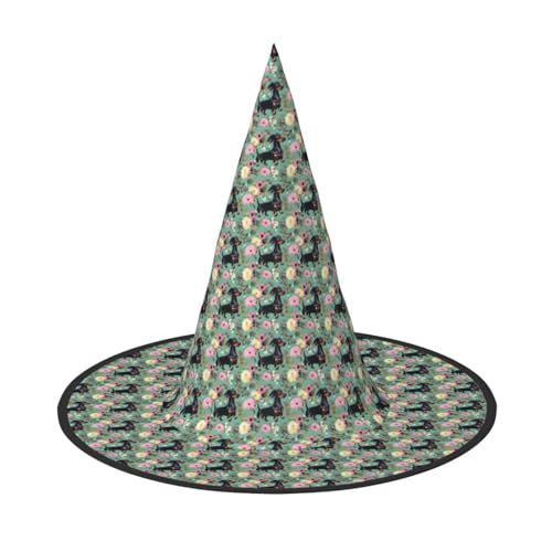 JBJGKHLP Dackel Blumen Druck Halloween Hexenhut Unisex Karneval Cosplay Party Mode Kappe Kostüm Zubehör JBJGKHLP Dackel Blumen Druck Halloween Hexenhut Unisex Karneval Cosplay Party Mode Kappe Kostüm Zubehör von JBJGKHLP