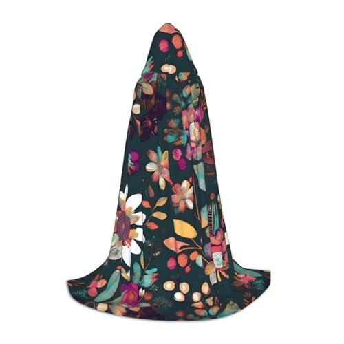 JBJGKHLP Farbenfroher Boho-Blumendruck, Unisex, Kapuzenumhang, Robe, Karneval, Halloween, Cosplay, Weihnachten, bequem, stilvoll von JBJGKHLP