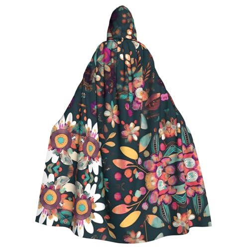 JBJGKHLP Farbenfroher Boho-Blumendruck, atmungsaktiv, Unisex, Kapuzenumhang in voller Länge, für Halloween, Cosplay, Festivals JBJGKHLP Farbenfroher Boho-Blumendruck, atmungsaktiv, Unisex, Kapuzenumhang in voller Länge, für Halloween, Cosplay, Festivals von JBJGKHLP