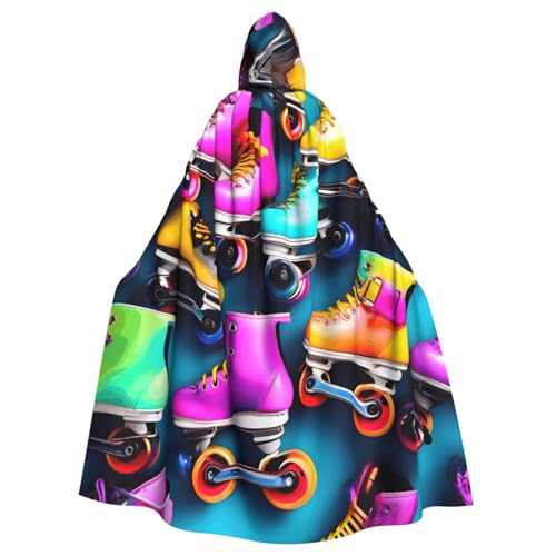 JBJGKHLP Farbenfroher Rollschuh-Druck, atmungsaktiv, Unisex, mit Kapuze, für Halloween, Cosplay, Festivals von JBJGKHLP