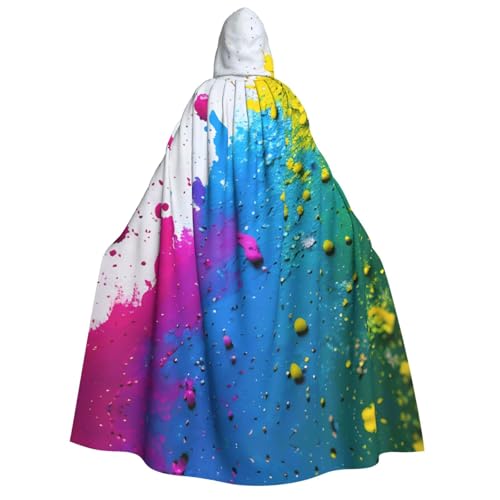 JBJGKHLP Farbspritzer-Hintergrund, Druck, Unisex, Erwachsene, mit Kapuze, langärmelig, Umhang, Halloween, Weihnachten, Karneval, Mottopartys von JBJGKHLP