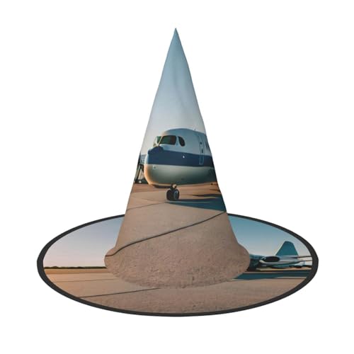 JBJGKHLP Flugzeugdruck Halloween Hexenhut Unisex Karneval Cosplay Party Mode Cap Kostüm Zubehör von JBJGKHLP