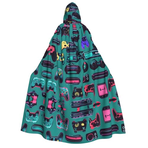 JBJGKHLP Gaming-Controller-Muster, Druck, Unisex, Erwachsene, mit Kapuze, langärmelig, Umhang, Halloween, Weihnachten, Karneval, Themenpartys von JBJGKHLP