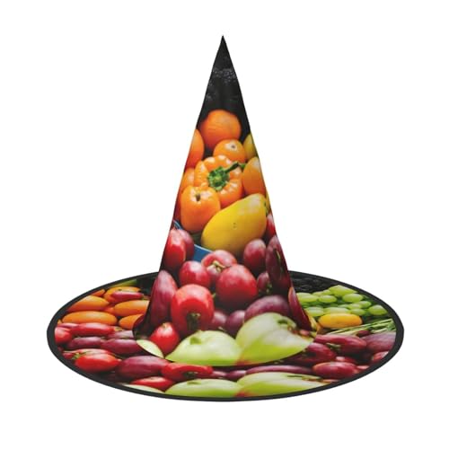 JBJGKHLP Gemüse Obst Druck Halloween Hexenhut Unisex Karneval Cosplay Party Mode Cap Kostüm Zubehör von JBJGKHLP