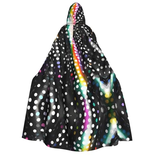 JBJGKHLP Glitzernder Regenbogen, gepunktet, gestreift, schwarz-weißer Druck, Unisex, Erwachsene, mit Kapuze, langärmelig, Umhang, Halloween, Weihnachten, Karneval, Mottopartys von JBJGKHLP