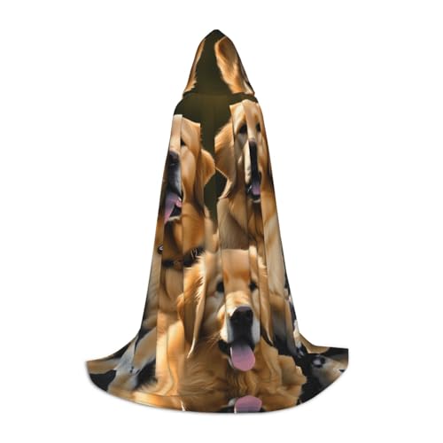 JBJGKHLP Goldener Retriever-Aufdruck, Unisex, Kapuzenumhang, Robe, Karneval, Halloween, Cosplay, Weihnachten, bequem, stilvoll von JBJGKHLP