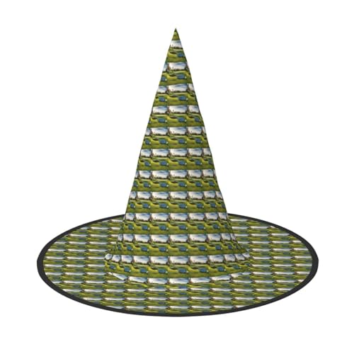JBJGKHLP Golf Club Print Halloween Hexenhut Unisex Karneval Cosplay Party Mode Cap Kostüm Zubehör von JBJGKHLP