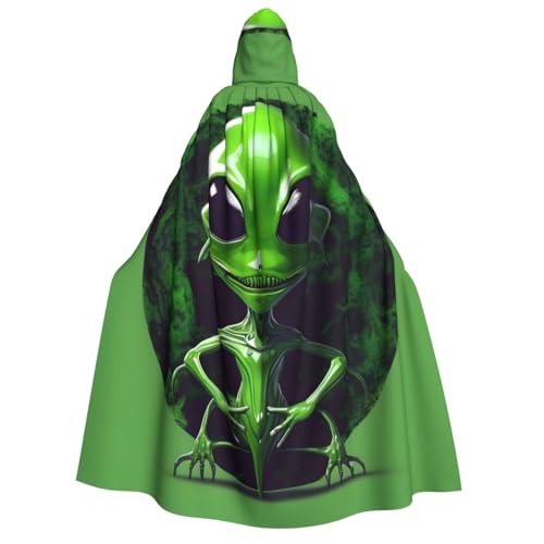 JBJGKHLP Grüner Alien-Druck, Unisex, Erwachsene, mit Kapuze, langärmelig, Umhang, Halloween, Weihnachten, Karneval, Mottopartys von JBJGKHLP