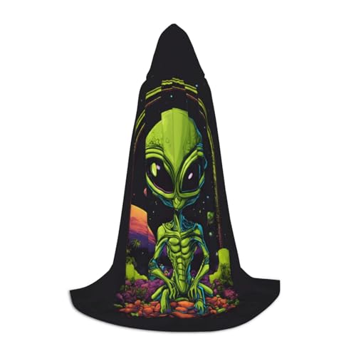 JBJGKHLP Grüner Alien-Druck, Unisex, Kapuzenumhang, Robe, Karneval, Halloween, Cosplay, Weihnachten, bequem, stilvoll von JBJGKHLP
