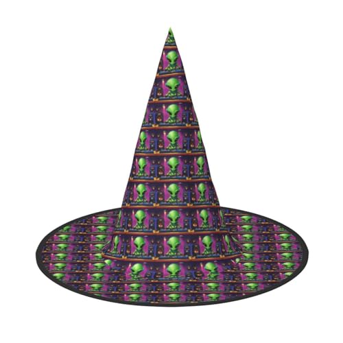JBJGKHLP Grüner Alien-Druck Halloween Hexenhut Unisex Karneval Cosplay Party Mode Cap Kostüm Zubehör JBJGKHLP Grüner Alien-Druck Halloween Hexenhut Unisex Karneval Cosplay Party Mode Cap Kostüm Zubehör von JBJGKHLP