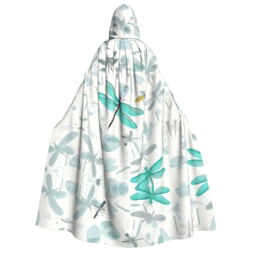 JBJGKHLP Grüner Libellen-Druck, Unisex, Erwachsene, mit Kapuze, langärmelig, Umhang, Halloween, Weihnachten, Karneval, Mottopartys von JBJGKHLP