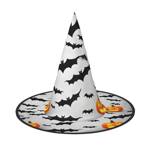 JBJGKHLP Halloween Fliegende Fledermäuse Druck Halloween Hexenhut Unisex Karneval Cosplay Party Mode Cap Kostüm Zubehör von JBJGKHLP