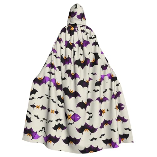 JBJGKHLP Halloween-Umhang mit fliegenden lila Fledermäusen, atmungsaktiv, Unisex, volle Länge, Kapuzenumhang für Halloween, Cosplay, Festivals von JBJGKHLP