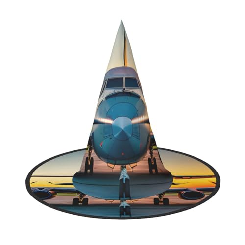 JBJGKHLP Hexenhut im Flugzeug bei Sonnenuntergängen, bedruckt, Halloween, Unisex, Karneval, Cosplay, Party, Mode, Kappe, Kostümzubehör JBJGKHLP Hexenhut im Flugzeug bei Sonnenuntergängen, bedruckt, Halloween, Unisex, Karneval, Cosplay, Party, Mode, Kappe, Kostümzubehör von JBJGKHLP