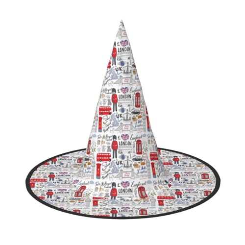 JBJGKHLP I Love London Print Halloween Hexenhut Unisex Karneval Cosplay Party Mode Cap Kostüm Zubehör JBJGKHLP I Love London Print Halloween Hexenhut Unisex Karneval Cosplay Party Mode Cap Kostüm Zubehör von JBJGKHLP