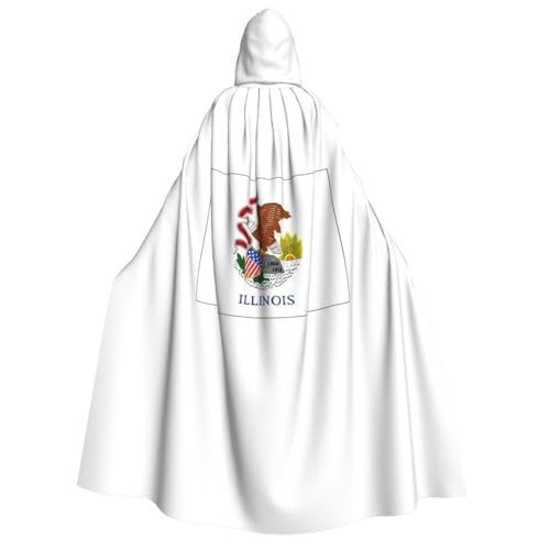 JBJGKHLP Illinois State Flag Print Unisex Erwachsene Kapuze Langarm Umhang Halloween Weihnachten Karneval Mottopartys von JBJGKHLP