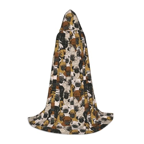JBJGKHLP Imagen De Pug Print Unisex Kapuzenumhang Robe Karneval Halloween Cosplay Weihnachten Bequem Stilvoll von JBJGKHLP