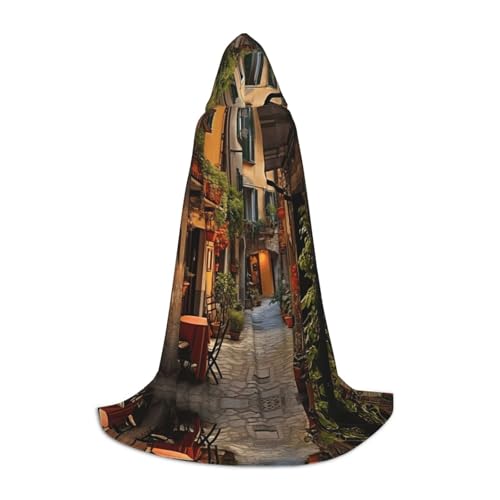 JBJGKHLP Italienischer Alter Straßen-Druck, Unisex, Kapuzenumhang, Robe, Karneval, Halloween, Cosplay, Weihnachten, bequem, stilvoll von JBJGKHLP