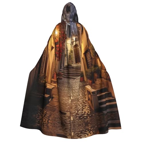 JBJGKHLP Italienischer alter Straßen-Druck, Unisex, Erwachsene, mit Kapuze, langärmelig, Umhang, Halloween, Weihnachten, Karneval, Mottopartys von JBJGKHLP