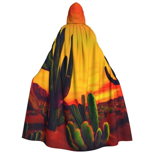 JBJGKHLP Kaktus in Wüstenaufdruck, Unisex, Erwachsene, mit Kapuze, langärmelig, Umhang, Halloween, Weihnachten, Karneval, Mottopartys von JBJGKHLP