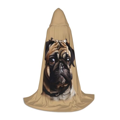 JBJGKHLP Kapuzenumhang mit Mops-Motiv, Unisex, für Karneval, Halloween, Cosplay, Weihnachten, bequem, stilvoll von JBJGKHLP