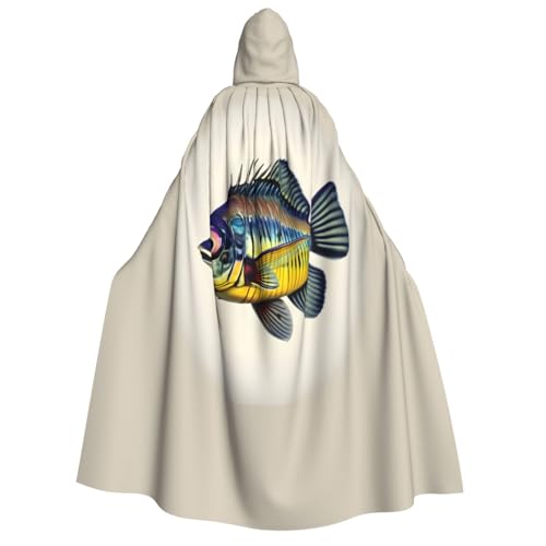 JBJGKHLP Kapuzenumhang mit gelbem Fischmotiv, Unisex, Erwachsene, langärmelig, für Halloween, Weihnachten, Karneval, Mottopartys von JBJGKHLP