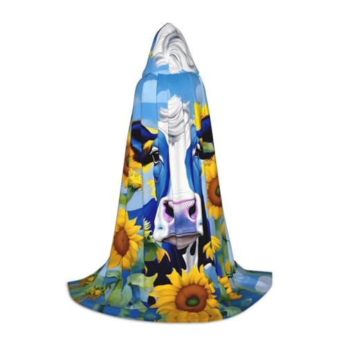 JBJGKHLP Kuh mit Sonnenblumen in blauem Druck, Unisex, Kapuzenumhang, Robe, Karneval, Halloween, Cosplay, Weihnachten, bequem, stilvoll JBJGKHLP Kuh mit Sonnenblumen in blauem Druck, Unisex, Kapuzenumhang, Robe, Karneval, Halloween, Cosplay, Weihnachten, bequem, stilvoll von JBJGKHLP
