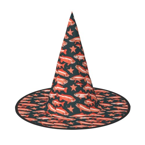JBJGKHLP Lachs Print Halloween Hexenhut Unisex Karneval Cosplay Party Mode Cap Kostüm Zubehör JBJGKHLP Lachs Print Halloween Hexenhut Unisex Karneval Cosplay Party Mode Cap Kostüm Zubehör von JBJGKHLP