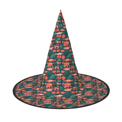 JBJGKHLP Lachsmuster Druck Halloween Hexenhut Unisex Karneval Cosplay Party Mode Cap Kostüm Zubehör JBJGKHLP Lachsmuster Druck Halloween Hexenhut Unisex Karneval Cosplay Party Mode Cap Kostüm Zubehör von JBJGKHLP