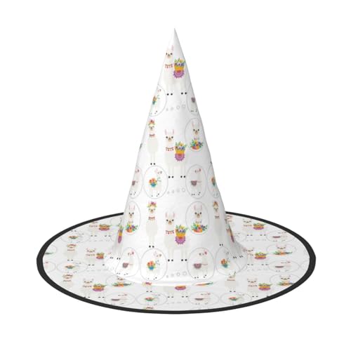 JBJGKHLP Lama Print Halloween Hexenhut Unisex Karneval Cosplay Party Mode Cap Kostüm Zubehör JBJGKHLP Lama Print Halloween Hexenhut Unisex Karneval Cosplay Party Mode Cap Kostüm Zubehör von JBJGKHLP