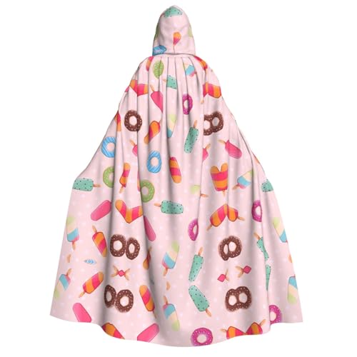 JBJGKHLP Langärmeliger Umhang mit Kapuze und Eiscreme-Aufdruck, Unisex, für Erwachsene, Halloween, Weihnachten, Karneval, Motto-Partys von JBJGKHLP