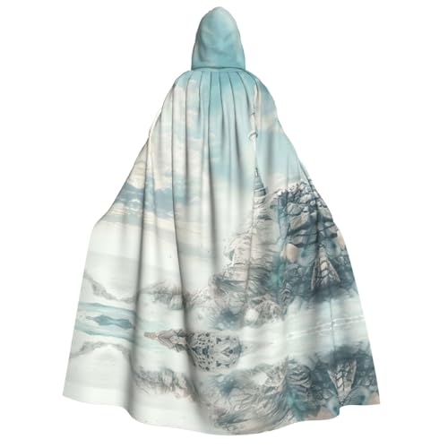 JBJGKHLP Leuchtturm-Hintergrund, Druck, Unisex, Erwachsene, mit Kapuze, langärmelig, Umhang, Halloween, Weihnachten, Karneval, Mottopartys von JBJGKHLP