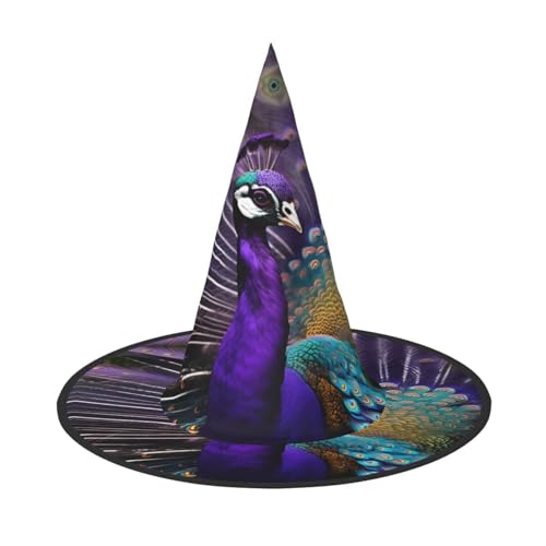 JBJGKHLP Lila Pfau Druck Halloween Hexenhut Unisex Karneval Cosplay Party Mode Kappe Kostüm Zubehör JBJGKHLP Lila Pfau Druck Halloween Hexenhut Unisex Karneval Cosplay Party Mode Kappe Kostüm Zubehör von JBJGKHLP