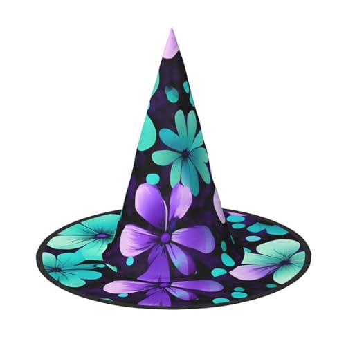 JBJGKHLP Lila und Blaugrün Blumen Druck Halloween Hexenhut Unisex Karneval Cosplay Party Mode Kappe Kostüm Zubehör JBJGKHLP Lila und Blaugrün Blumen Druck Halloween Hexenhut Unisex Karneval Cosplay Party Mode Kappe Kostüm Zubehör von JBJGKHLP